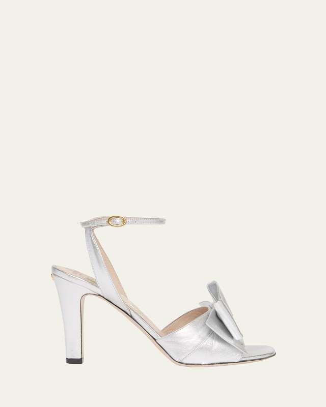 Bowow Metallic Bow Ankle-Strap Sandals